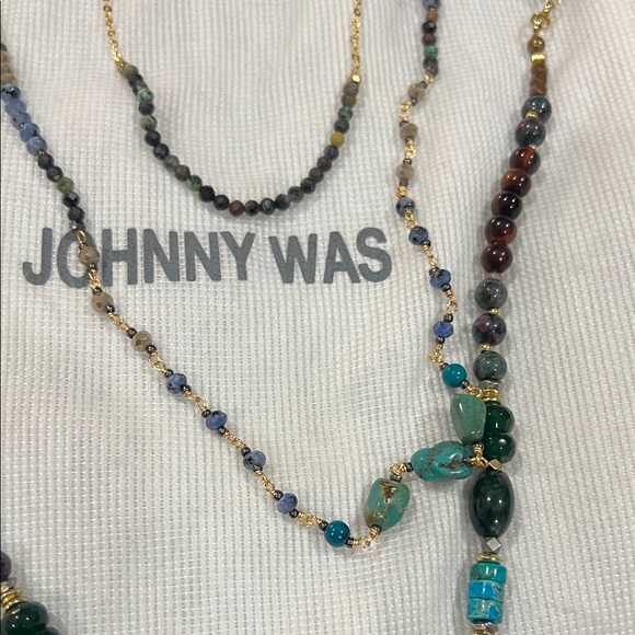 Johnny Was Green and Gold Beaded Necklace - Picture 6 of 7